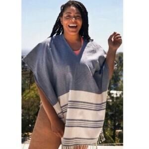 Tribe Alive One Size OS Poncho Caftan Swim Coverup Cotton India